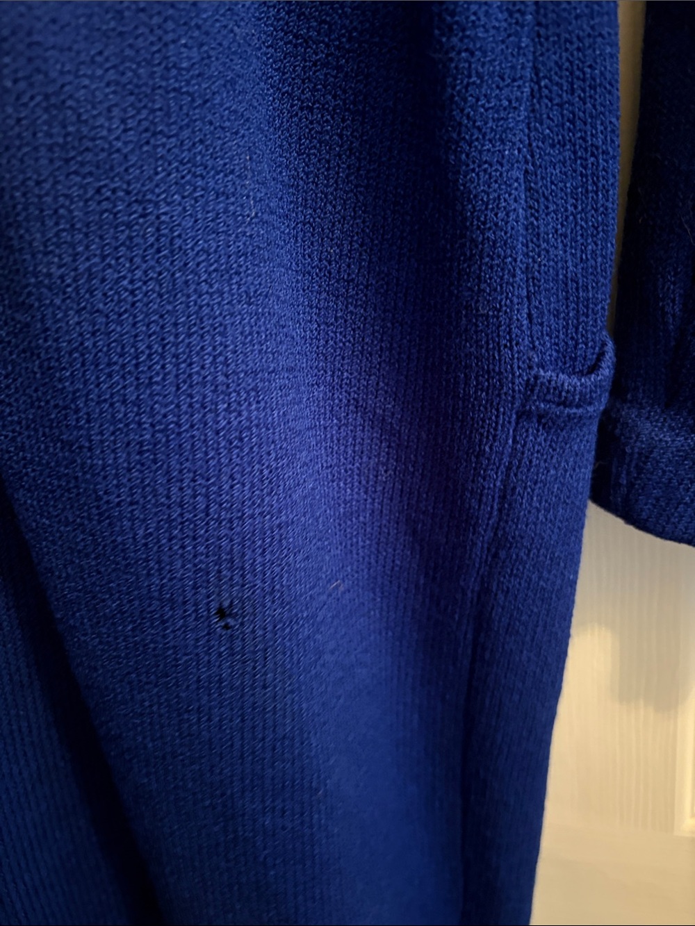 St. John Vintage Cobalt Blue Long Sleeve Sheath stretch knit Dress Gold Buttons - Picture 7 of 7